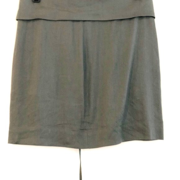 Vince Foldover Waistband Linen Skirt in Army Green - Picture 5 of 8